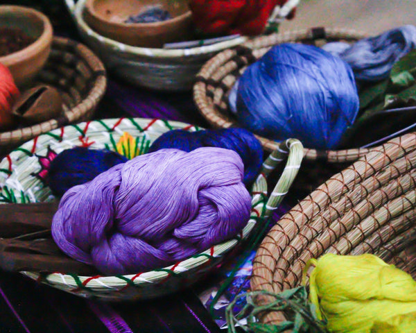 Naturally dyed threads for weaving