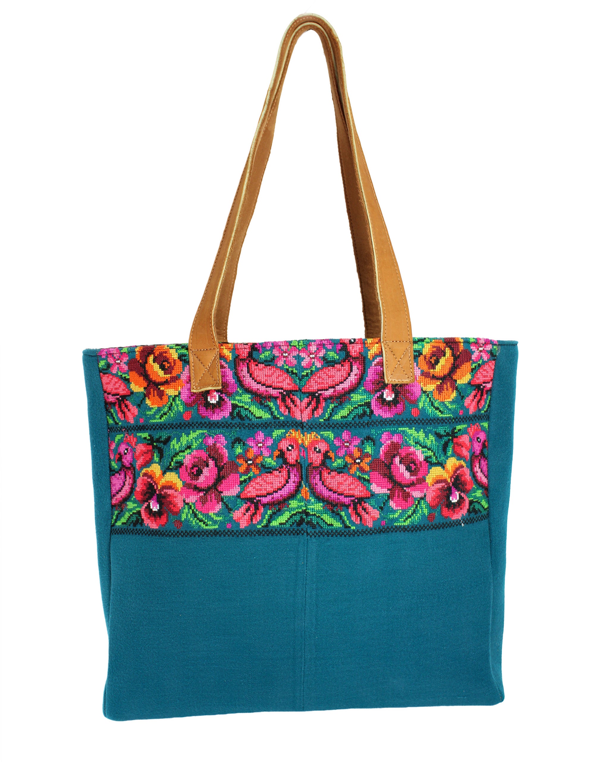 Tikal Tote Bag with Leather Straps – Handmade by Friendship Bridge®