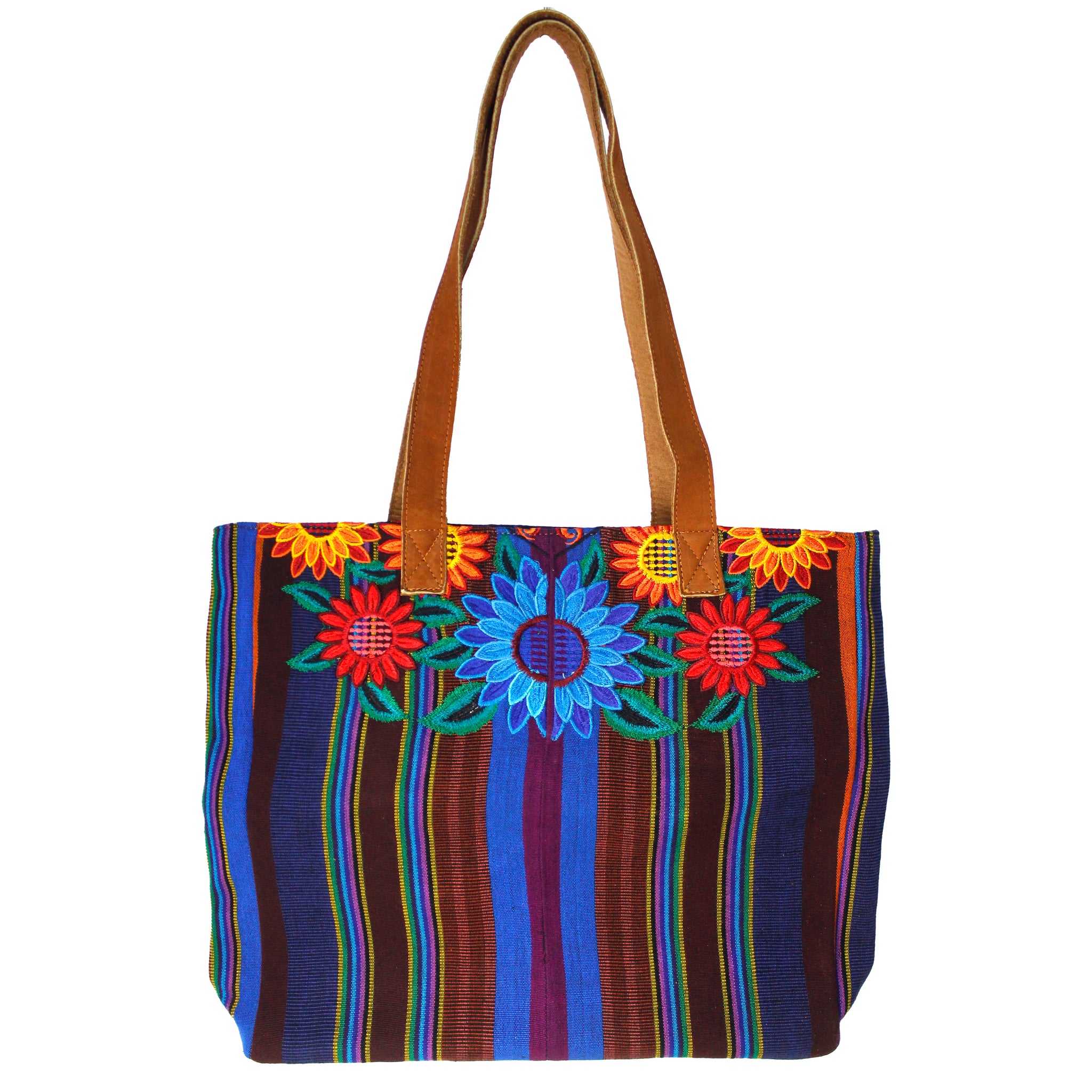 Tikal Tote Bag with Leather Straps – Handmade by Friendship Bridge®
