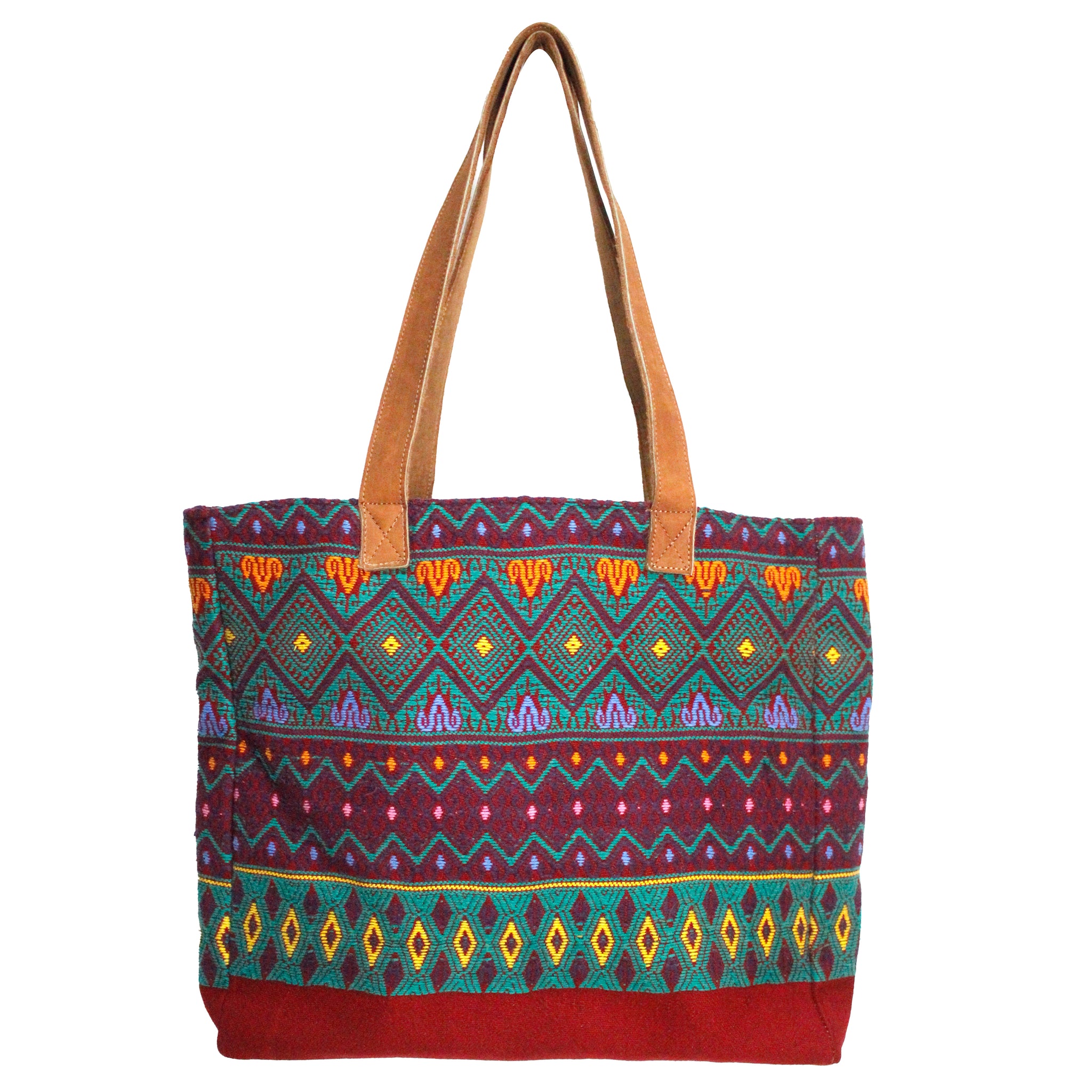 Tikal Tote Bag with Leather Straps – Handmade by Friendship Bridge®