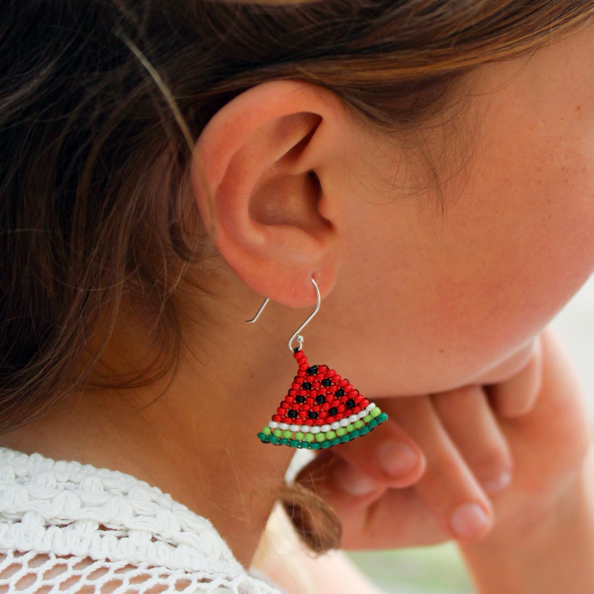Watermelon Earrings - 925 Silver Hooks – Handmade by  display picture 1