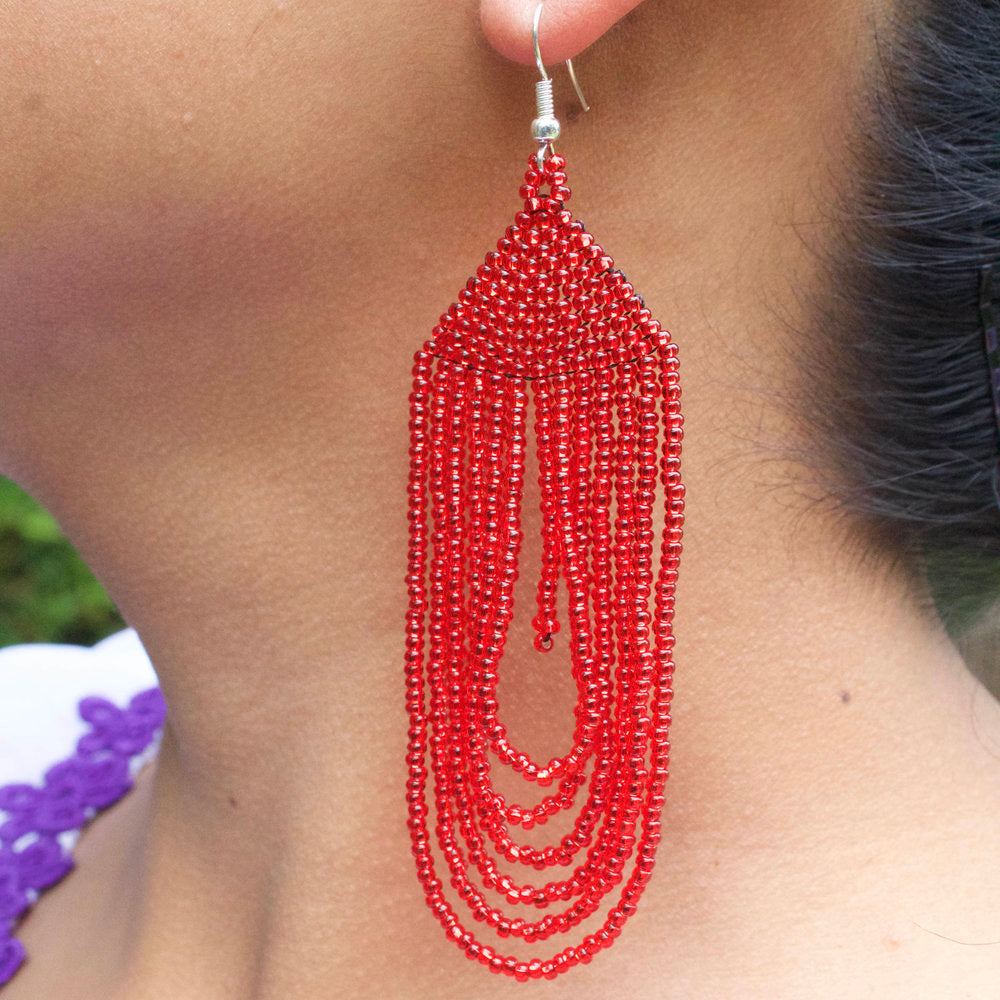 Long Red Agate Genuine Gemstone Earrings with Turquoise Sterling Silve –  Jen's Fancy