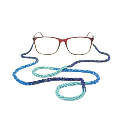 Serpentine Beaded Eyeglass Holder - Blues – Handmade by Friendship Bridge®